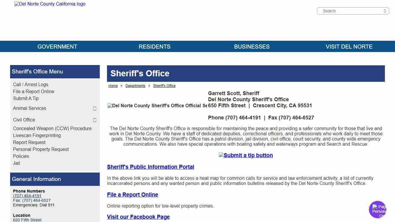 County of Del Norte, California - Sheriff's Office